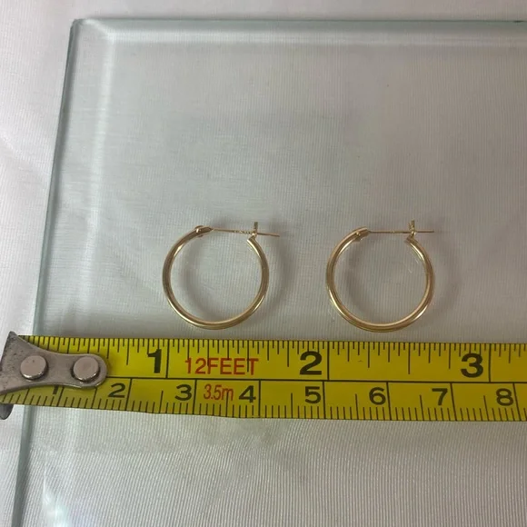 14K YELLOW GOLD classic small hoop earrings REAL GOLD